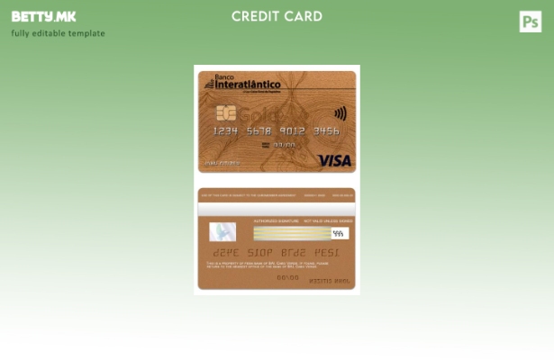 Модерен стил Cabo Verde Banco Interatiantico банкарска виза златна картичка шабл